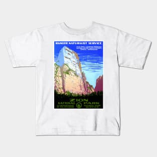 Vintage Travel Poster USA Zion National Park Kids T-Shirt